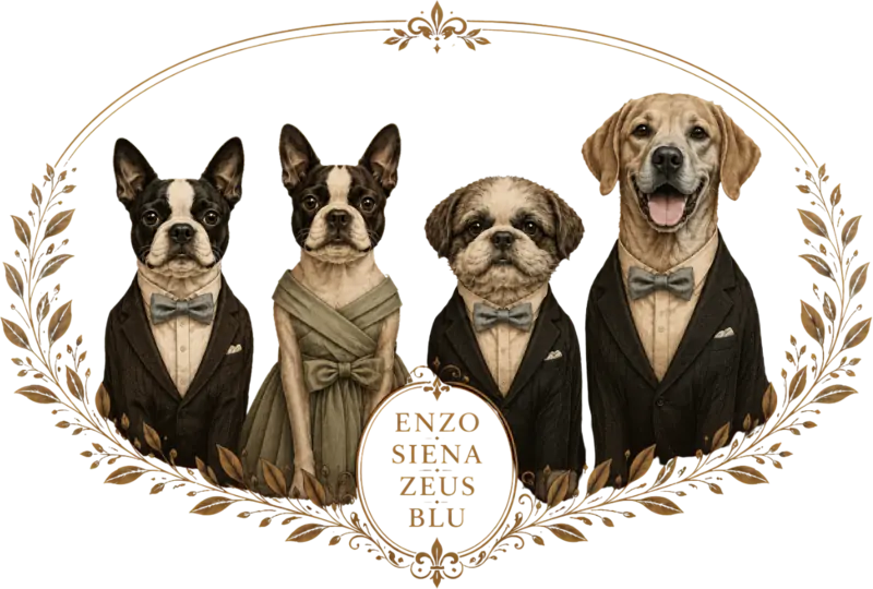 Our dogs: Enzo, Siena, Zeus & Blu